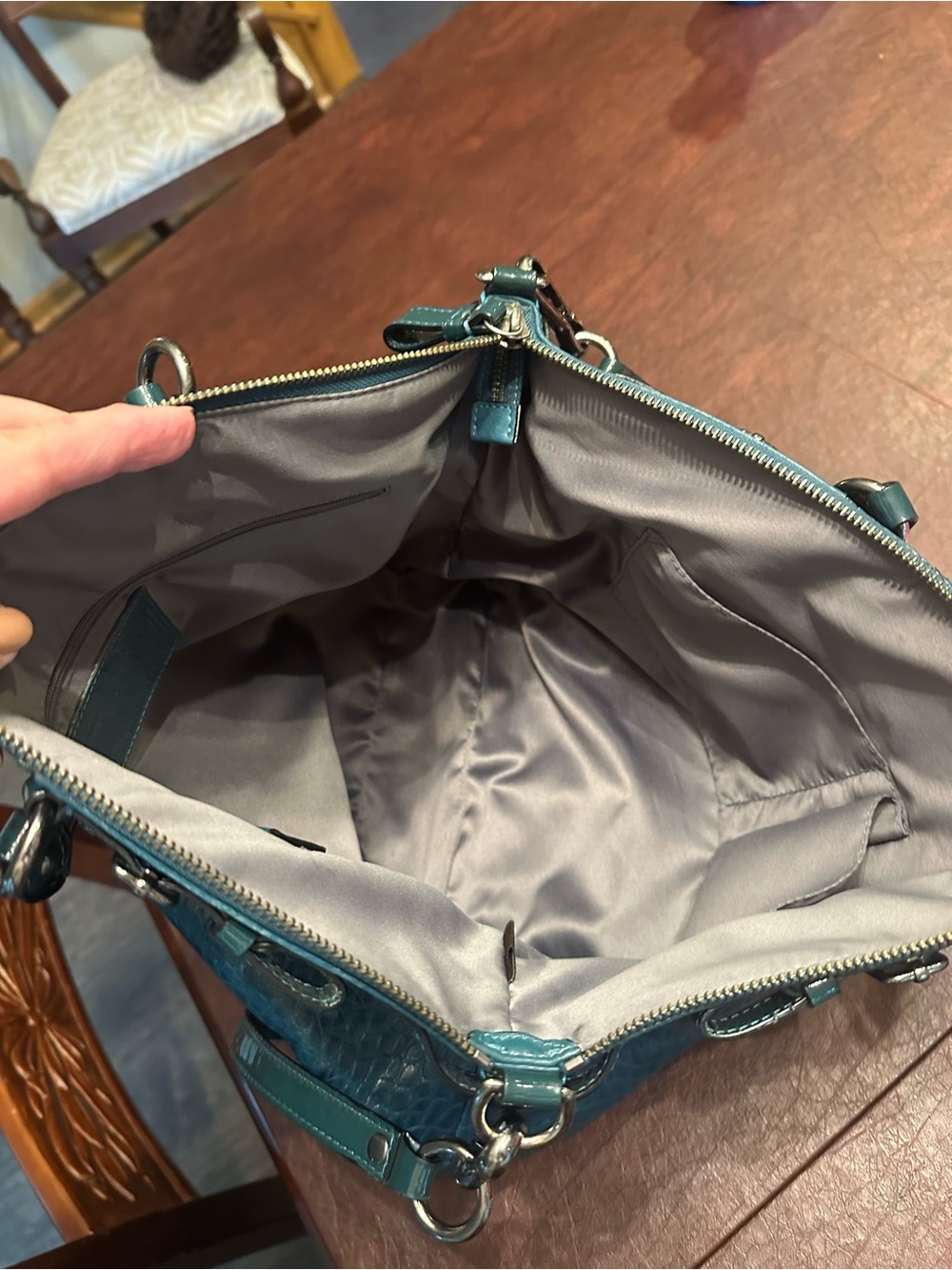 Teal Coach Madison Lindsey Satchel - Picture 9 of 9